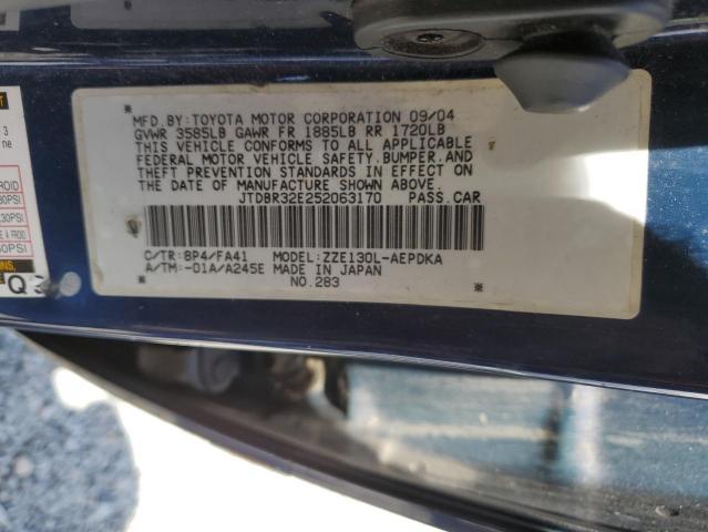 JTDBR32E252063170 - 2005 TOYOTA COROLLA CE BLUE photo 12