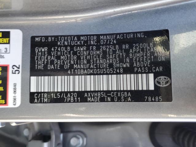 4T1DBADK0SU505248 - 2025 TOYOTA CAMRY XSE GRAY photo 13
