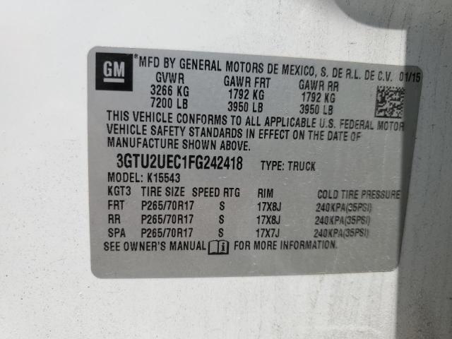 3GTU2UEC1FG242418 - 2015 GMC SIERRA K1500 SLE WHITE photo 13