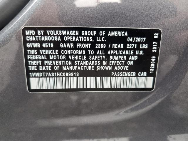 1VWDT7A31HC069913 - 2017 VOLKSWAGEN PASSAT R-LINE Grau Foto 12