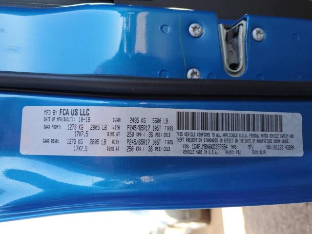 1C4PJMBN6KD337554 - 2019 JEEP CHEROKEE TRAILHAWK ლურჯი ფოტო 12