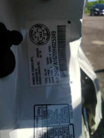 2HGFA16209H025349 - 2009 HONDA CIVIC DX WHITE photo 12