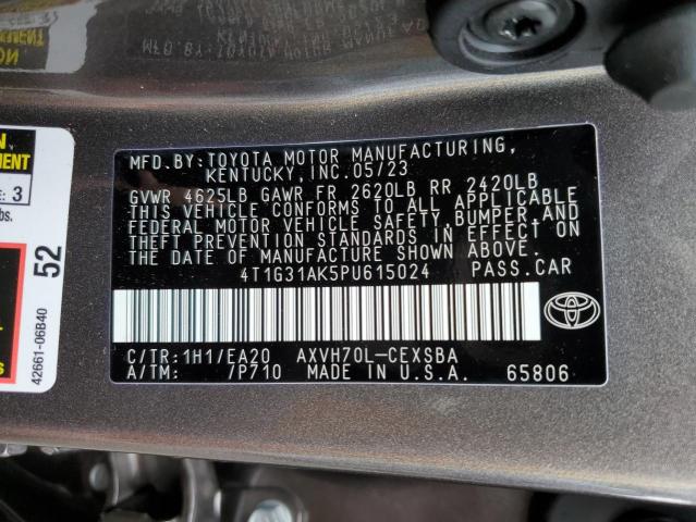 4T1G31AK5PU615024 - 2023 TOYOTA CAMRY SE NIGHT SHADE GRAY photo 12