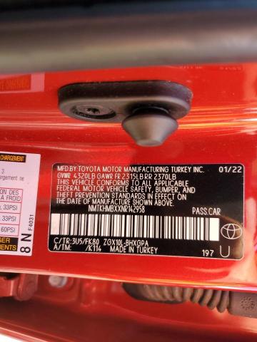 NMTKHMBXXNR142958 - 2022 TOYOTA C-HR XLE RED photo 12