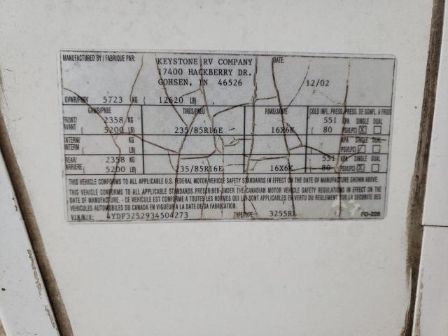 4YDF3252934504273 - 2003 KEYSTONE MONTANA WHITE photo 10