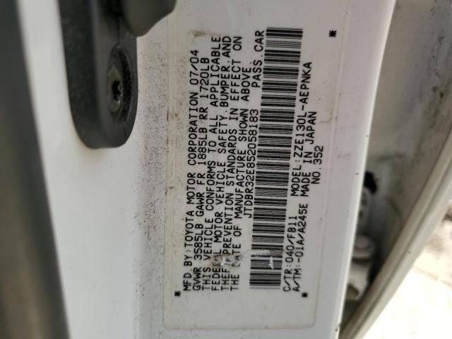 JTDBR32E852058183 - 2005 TOYOTA COROLLA XR CE WHITE photo 12