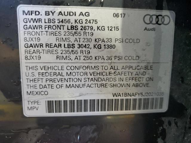 WA1BNAFY5J2021035 - 2018 AUDI Q5 PREMIUM PLUS GRAY photo 14