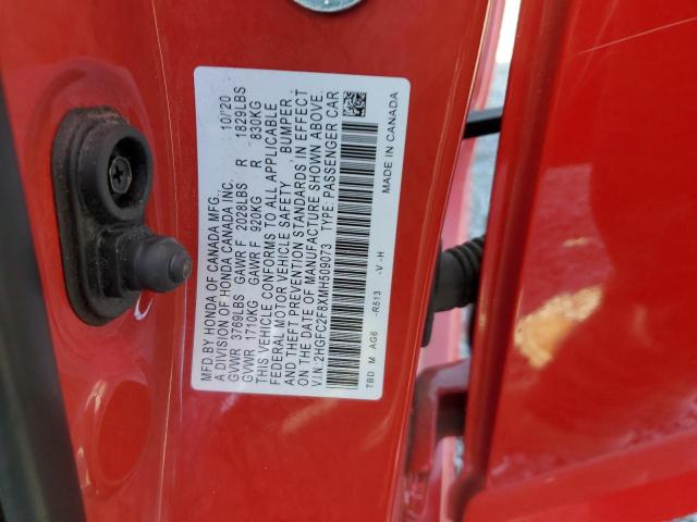 2HGFC2F8XMH509073 - 2021 HONDA CIVIC SPORT წითელი ფოტო 12