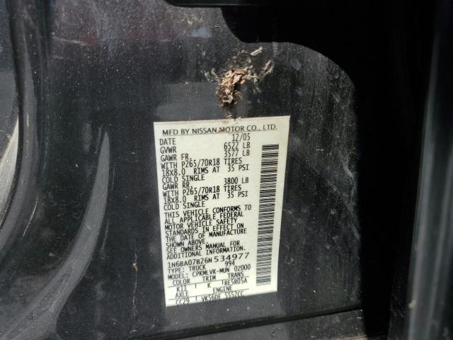 1N6BA07B26N534977 - 2006 NISSAN TITAN XE 灰色 照片 12