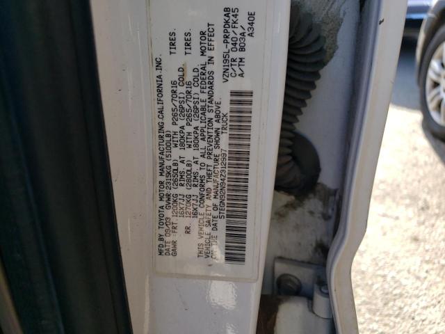 5TEGN92N94Z312997 - 2004 TOYOTA TACOMA DOUBLE CAB PRERUNNER WHITE photo 12