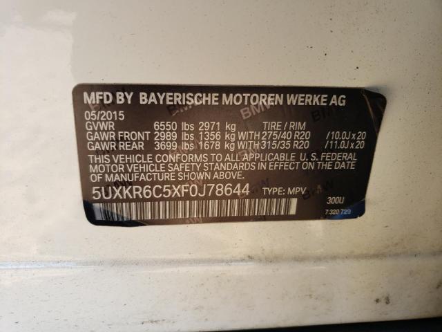 5UXKR6C5XF0J78644 - 2015 BMW X5 XDRIVE50I WHITE photo 10