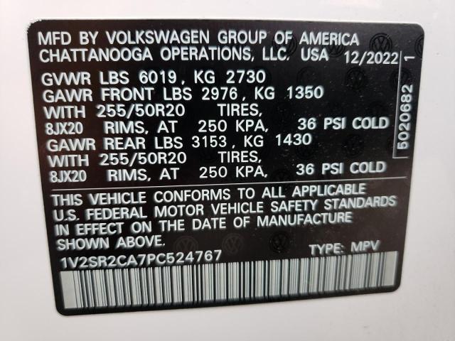 1V2SR2CA7PC524767 - 2023 VOLKSWAGEN ATLAS SEL R-LINE WHITE photo 13