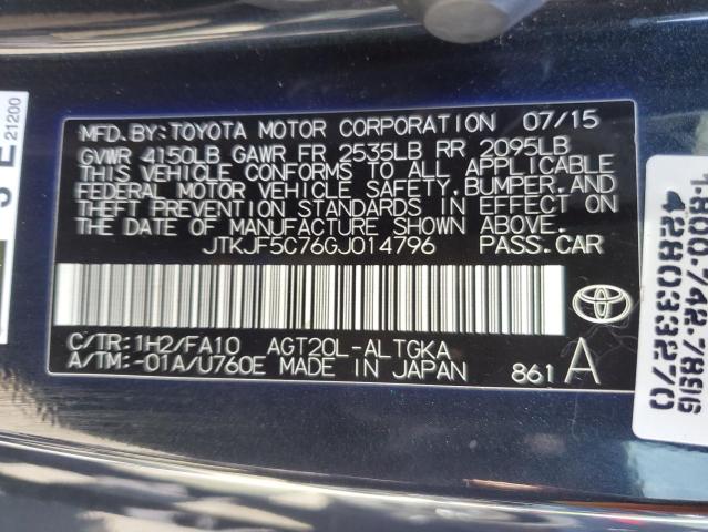 JTKJF5C76GJ014796 - 2016 TOYOTA SCION TC გრაფიტი ფოტო 12