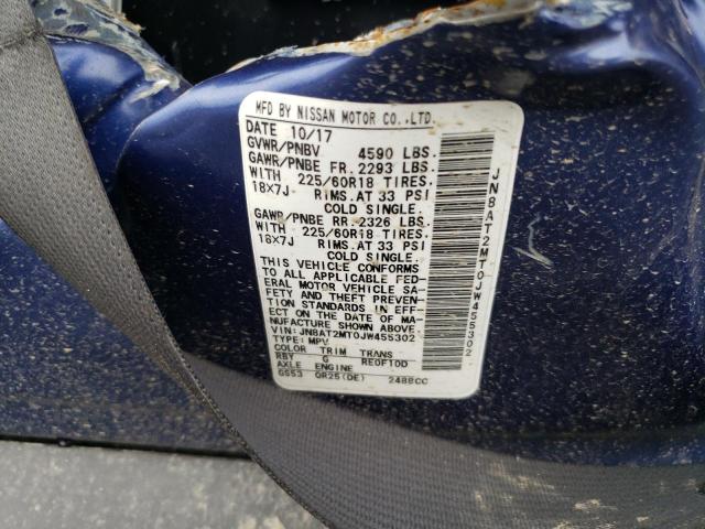 JN8AT2MT0JW455302 - 2018 NISSAN ROGUE S ლურჯი ფოტო 14