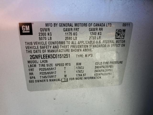 2GNFLEEK5C6151251 - 2012 CHEVROLET EQUINOX LT 银色 照片 12