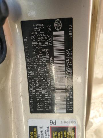 4T1BF1FK8CU605396 - 2012 TOYOTA CAMRY BASE GOLD photo 12