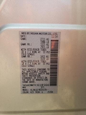 5N1AR2MM7FC618566 - 2015 NISSAN PATHFINDER S فضي صورة 13