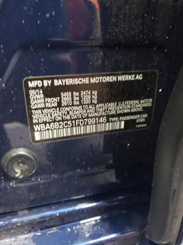 WBA6B2C51FD799146 - 2015 BMW 650 I GRAN COUPE BLUE photo 12