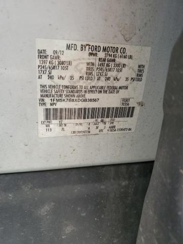 1FM5K7B8XDGB38567 - 2013 FORD EXPLORER Ağ foto 13