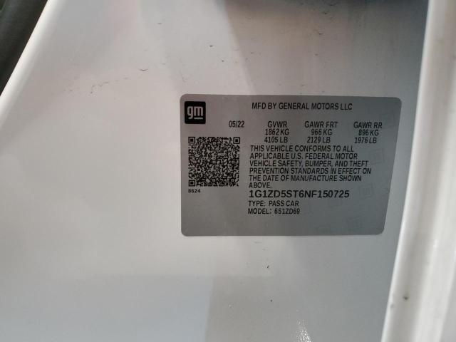 1G1ZD5ST6NF150725 - 2022 CHEVROLET MALIBU LT WHITE photo 12
