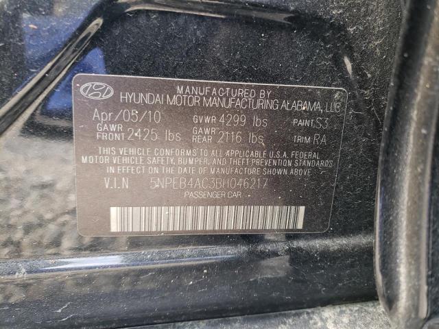 5NPEB4AC3BH046217 - 2011 HYUNDAI SONATA GLS BLACK photo 13