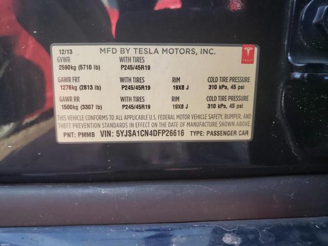 5YJSA1CN4DFP26616 - 2013 TESLA MODEL S Կապույտ լուսանկար 12