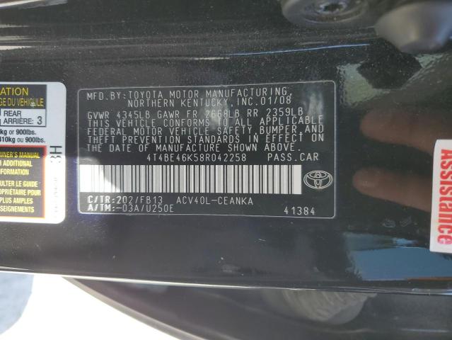 4T4BE46K58R042258 - 2008 TOYOTA CAMRY CE 黑色 照片 12