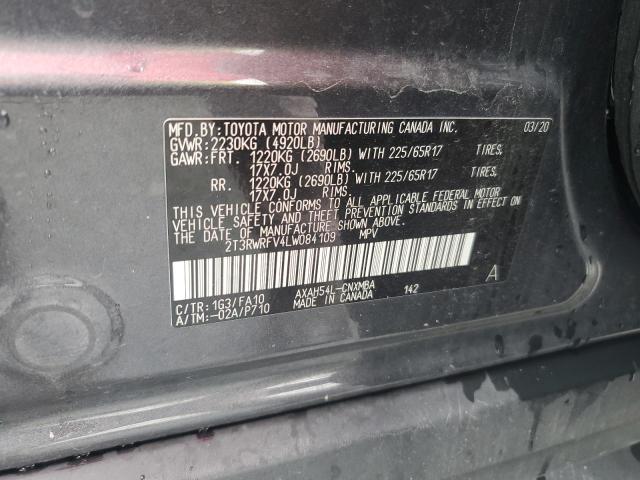 2T3RWRFV4LW084109 - 2020 TOYOTA RAV4 XLE GRAY photo 13