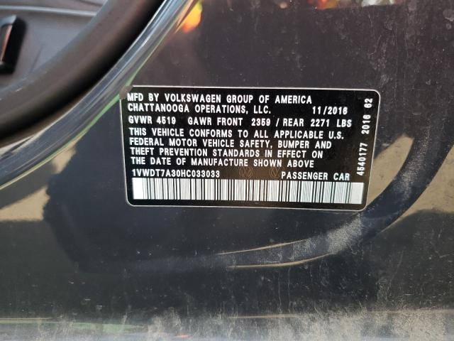 1VWDT7A30HC033033 - 2017 VOLKSWAGEN PASSAT R-LINE Qara foto 12