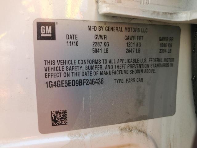 1G4GE5ED9BF246436 - 2011 BUICK LACROSSE CXS WHITE photo 12