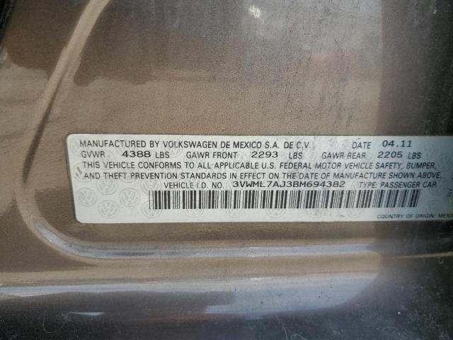 3VWML7AJ3BM694382 - 2011 VOLKSWAGEN JETTA TDI GOLD photo 12