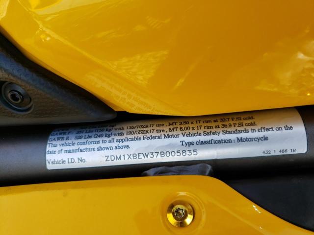 ZDM1XBEW37B005835 - 2007 DUCATI 1098 BASE YELLOW photo 10