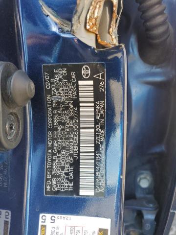 JTDBR32E670127774 - 2007 TOYOTA COROLLA CE BLUE photo 12