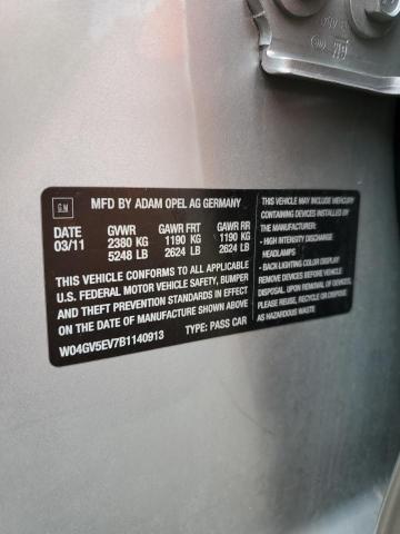 W04GV5EV7B1140913 - 2011 BUICK REGAL CXL SILVER photo 12