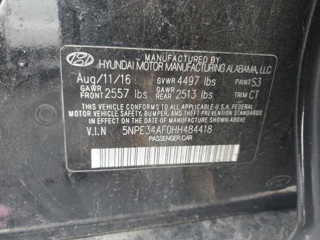 5NPE34AF0HH484418 - 2017 HYUNDAI SONATA SPORT BLACK photo 12