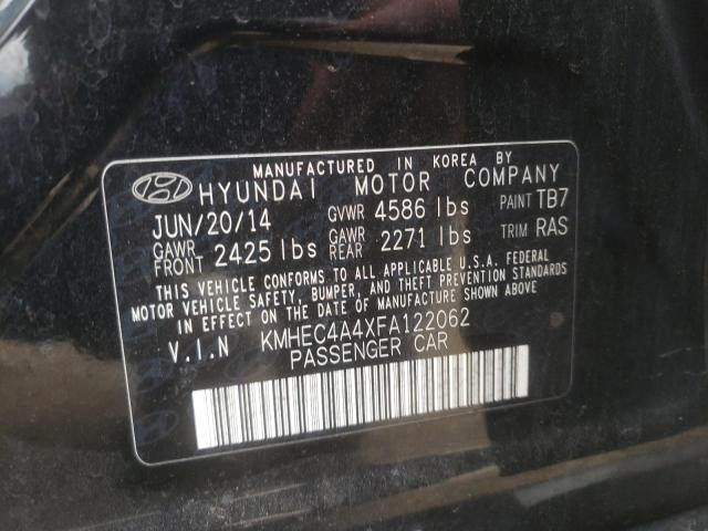 KMHEC4A4XFA122062 - 2015 HYUNDAI SONATA HYBRID BLACK photo 12