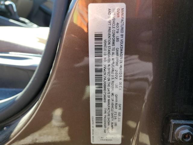 3VW2K7AJ0BM073689 - 2011 VOLKSWAGEN JETTA BASE 棕色 照片 13