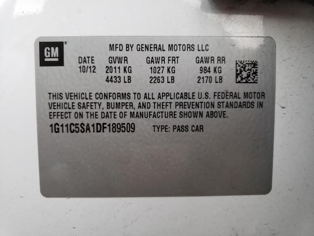 1G11C5SA1DF189509 - 2013 CHEVROLET MALIBU 1LT 白色 照片 12