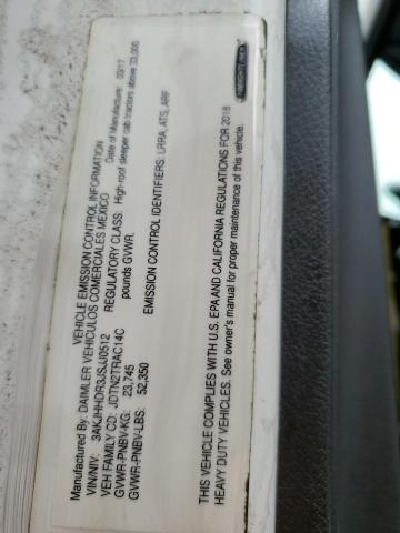 3AKJHHDR3JSJJ0512 - 2018 FREIGHTLINER CASCADIA 1 Білий фото 10