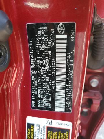 4T1BF1FK2FU902264 - 2015 TOYOTA CAMRY LE BURGUNDY photo 13