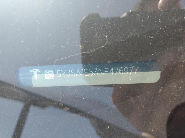 5YJSA1E53NF476977 - 2022 TESLA MODEL S Սև լուսանկար 12