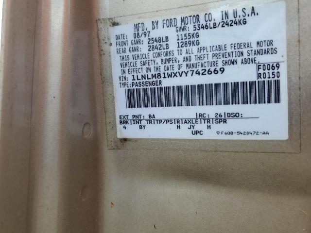 1LNLM81WXVY742669 - 1997 LINCOLN TOWN CAR EXECUTIVE TAN photo 12