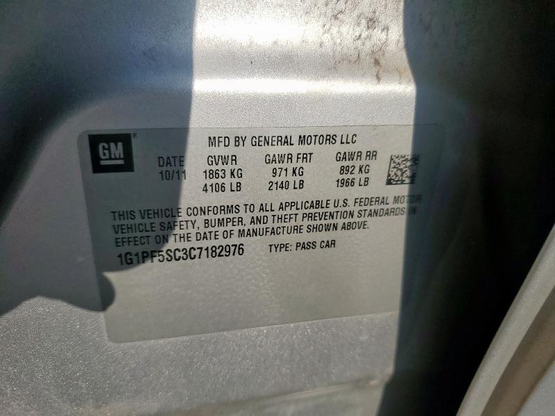 1G1PF5SC3C7182976 - 2012 CHEVROLET CRUZE LT Gümüş foto 12