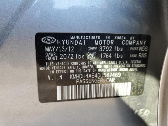 KMHDH4AE4DU547469 - 2013 HYUNDAI ELANTRA GLS GRAY photo 12