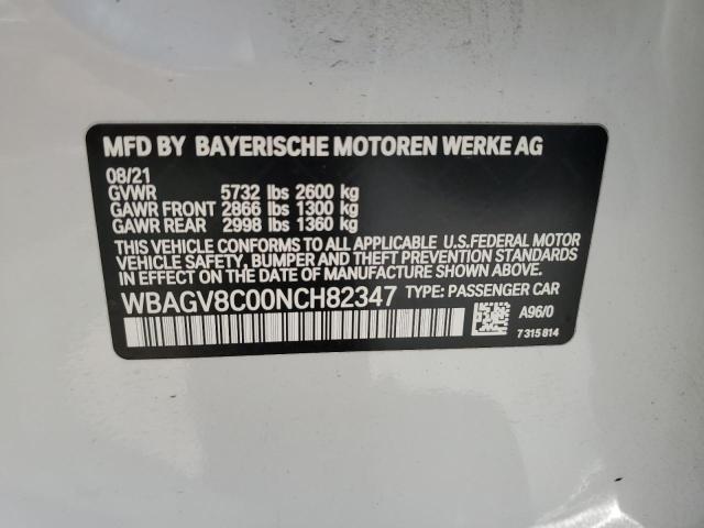 WBAGV8C00NCH82347 - 2022 BMW M850XI WHITE photo 13