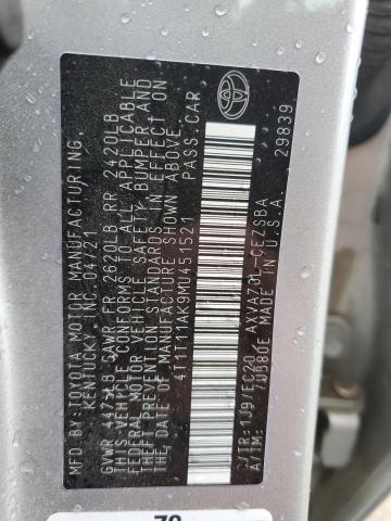 4T1T11AK9MU451521 - 2021 TOYOTA CAMRY SE 银色 照片 12