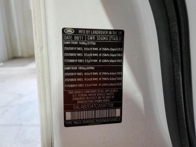 SALAB2D47CA597758 - 2012 LAND ROVER LR4 Белый фото 13