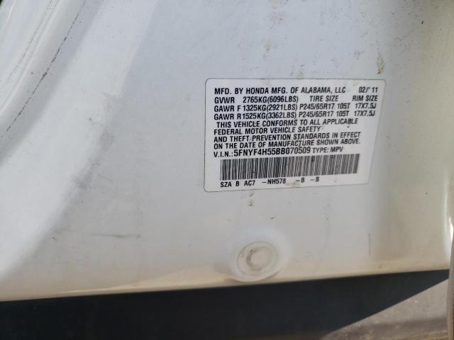 5FNYF4H55BB070509 - 2011 HONDA PILOT EXL WHITE photo 14