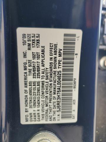 5J6RE3H76AL004625 - 2010 HONDA CR-V EXL BLUE photo 13