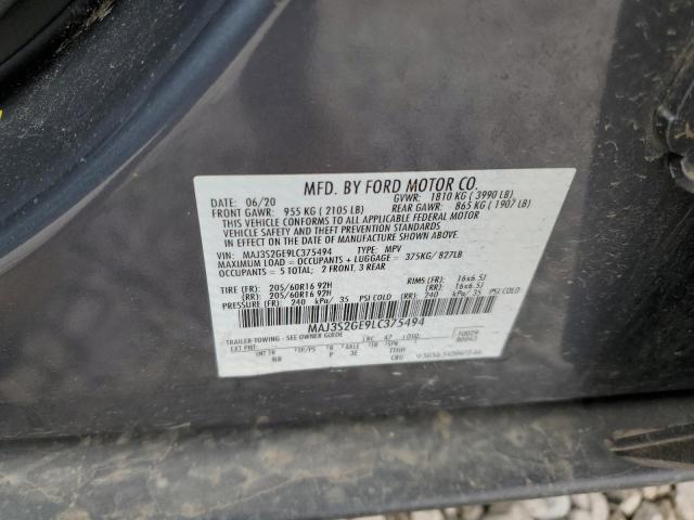 MAJ3S2GE9LC375494 - 2020 FORD ECOSPORT SE გრაფიტი ფოტო 13